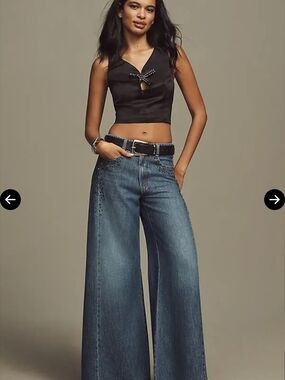 Wide-Leg High-Rise Blue Jeans for Women